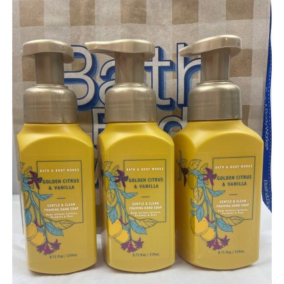 Bath & Body Works GOLDEN CITRUS & VANILA Foaming Hand Soap 3-Pack - Picture 4 of 10